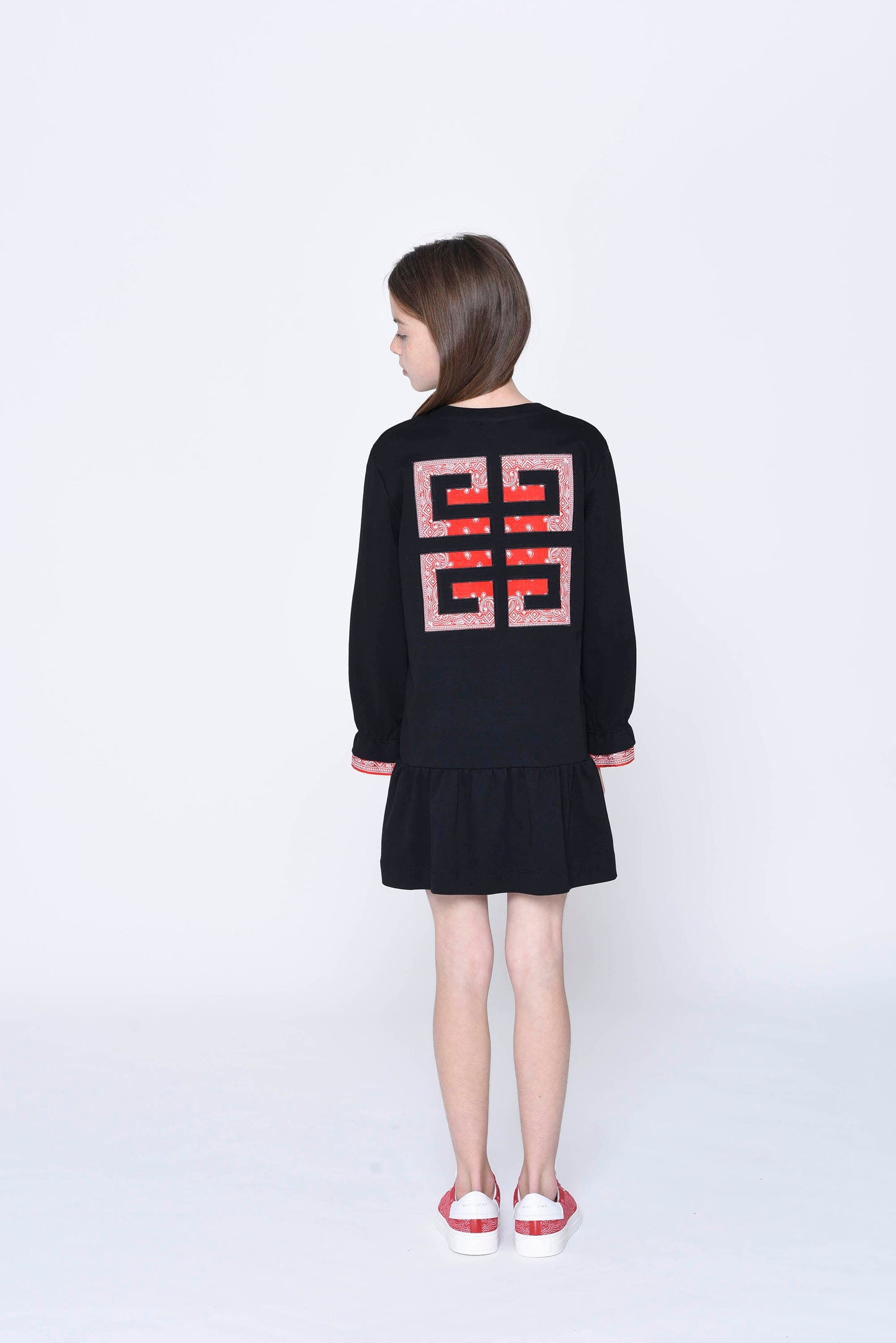 女童黑色Logo棉连衣裙