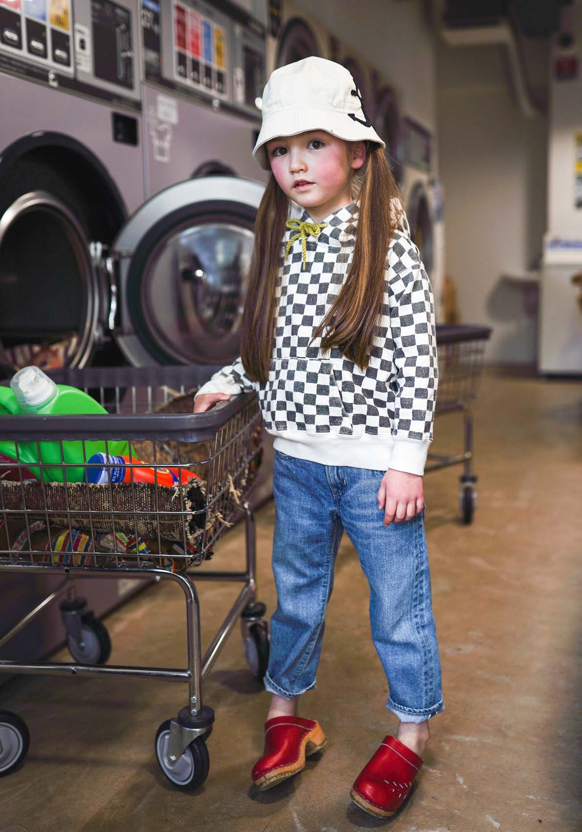 男童白色格子连帽卫衣