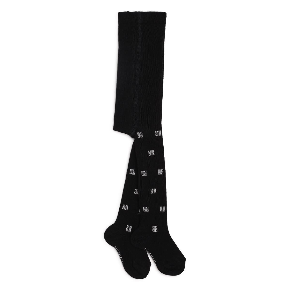 女婴黑色Logo棉连裤袜