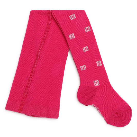 女婴紫红色Logo棉连裤袜