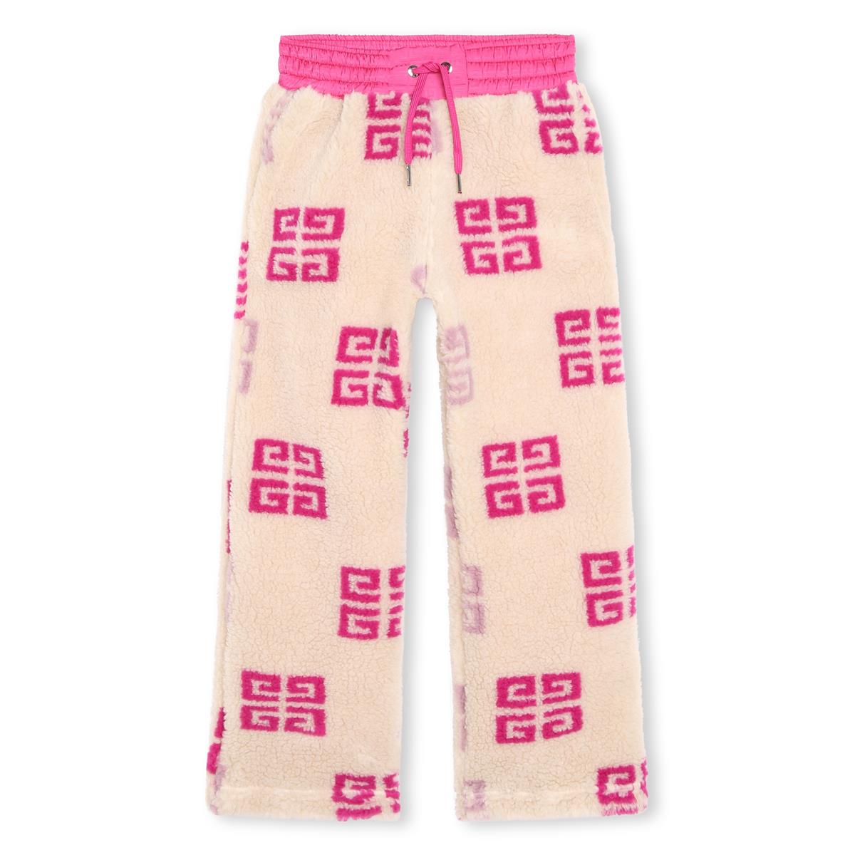 女童米色Logo长裤