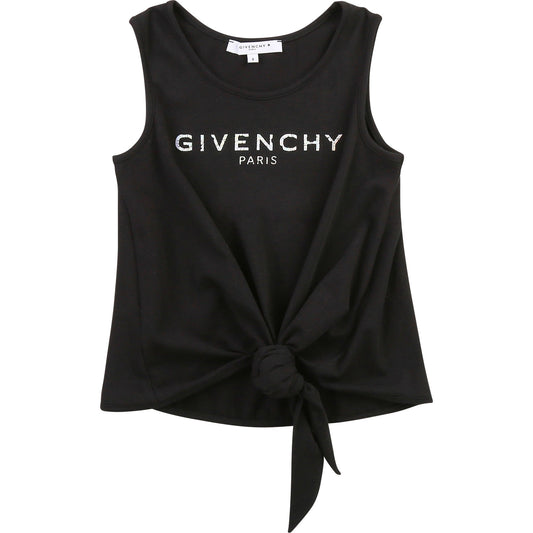 Girls Black Logo Cotton Top