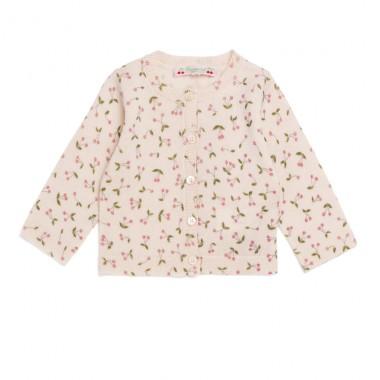 女小童米白色印花开衫