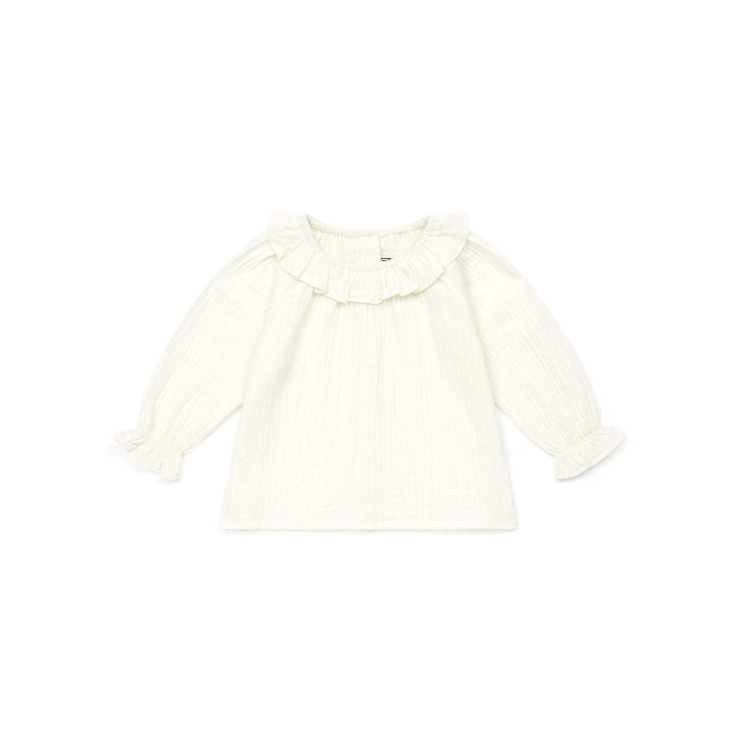 女婴白色荷叶边棉上衣