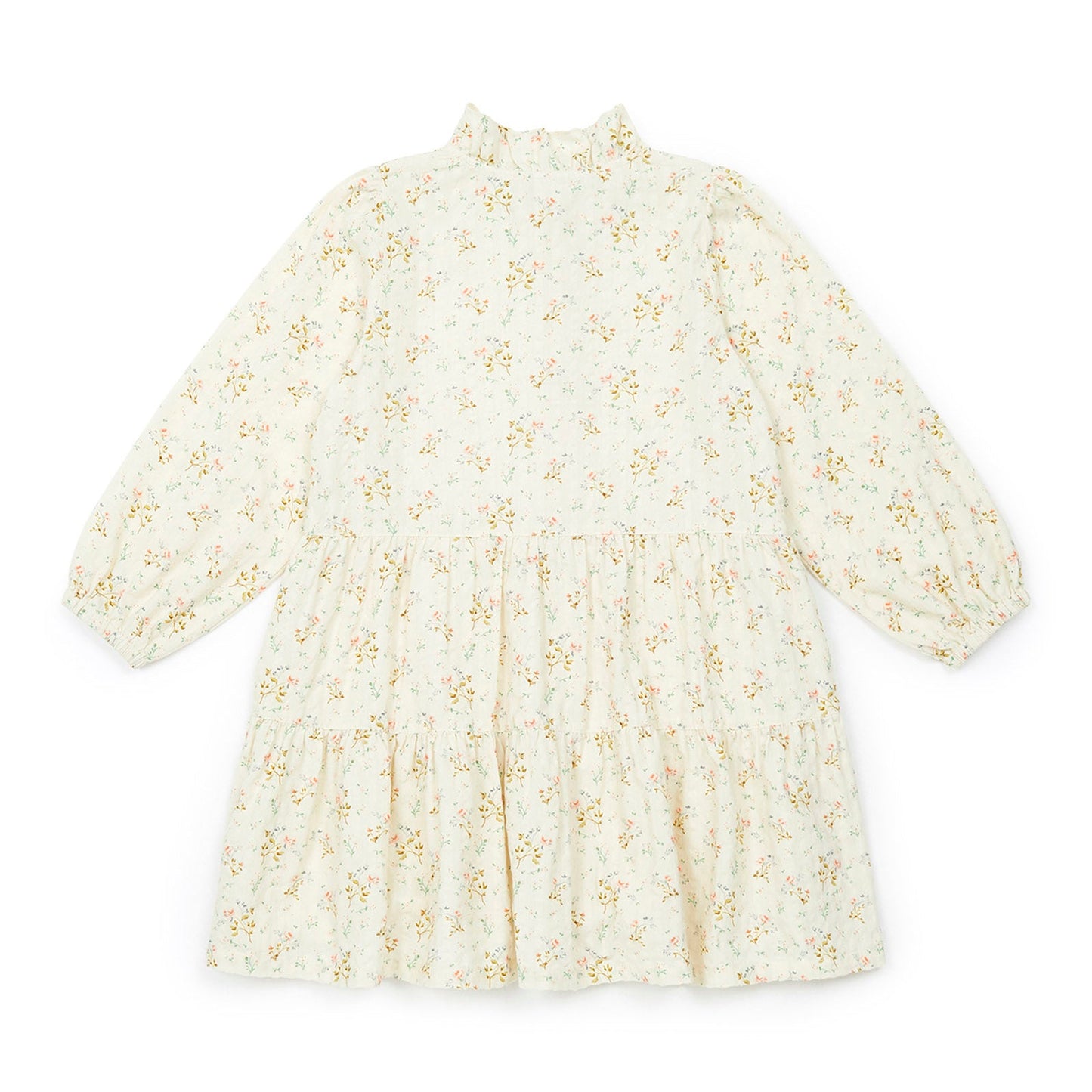 女童白色碎花棉连衣裙