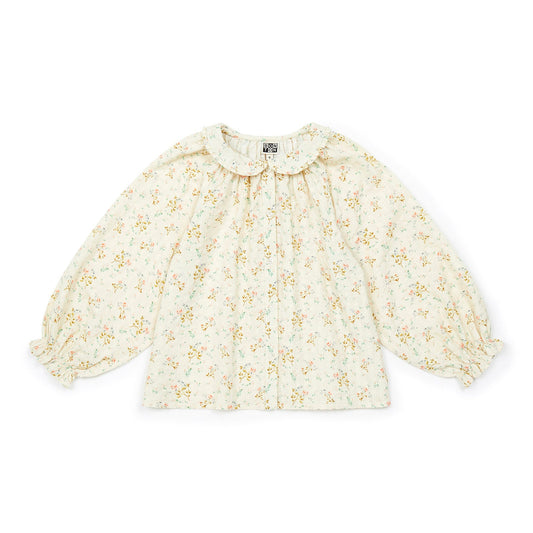 女童白色碎花棉衬衫