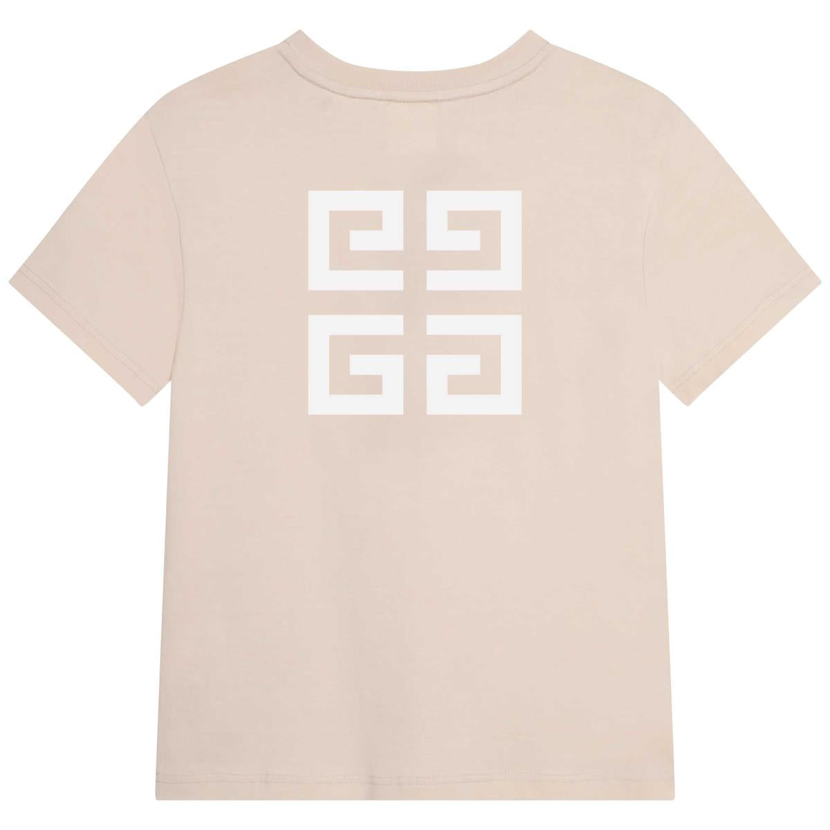 男童米色Logo棉T恤