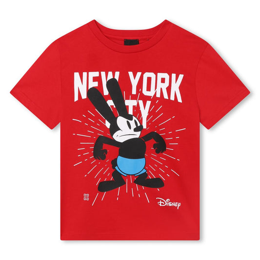 男童红色印花棉T恤