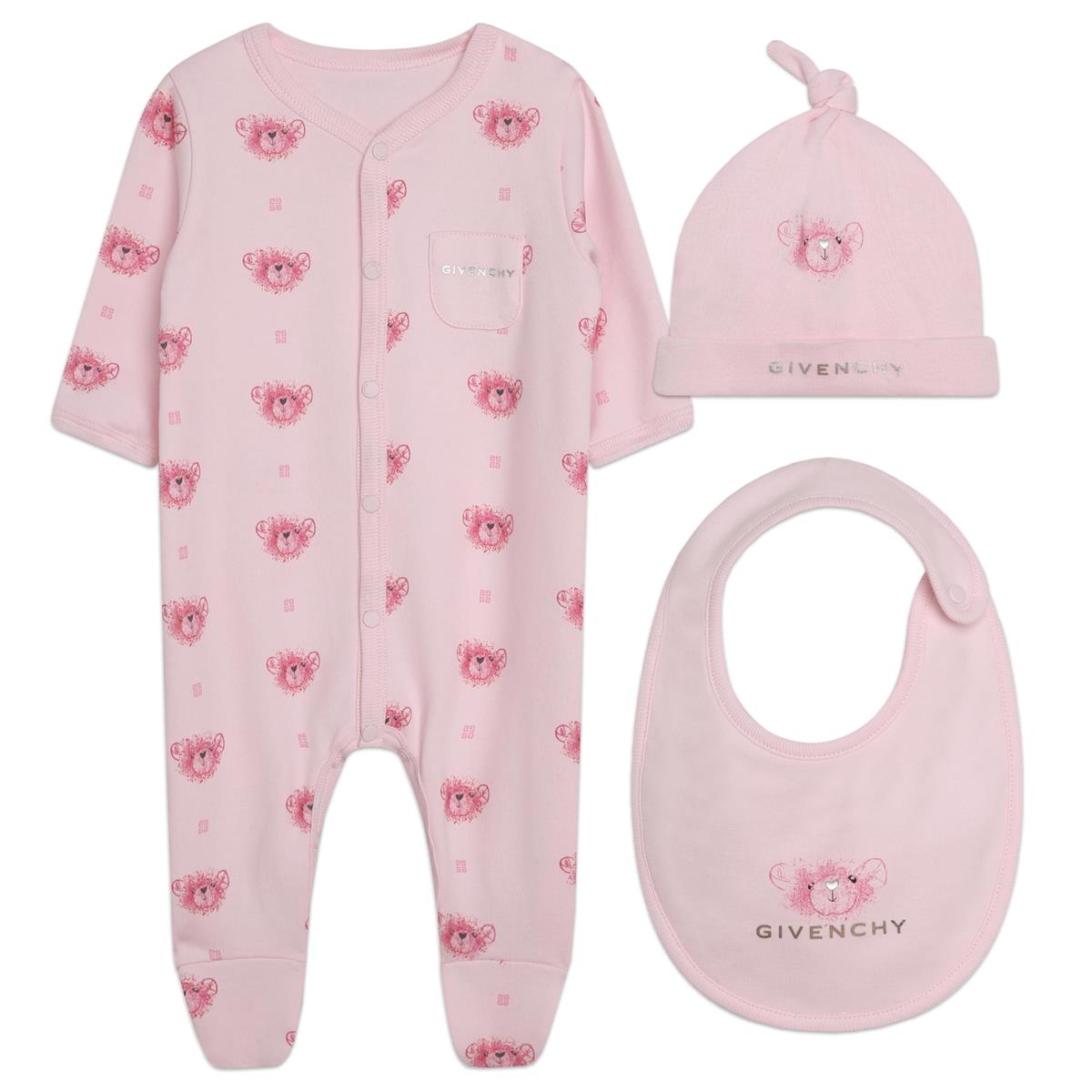 女婴粉色棉连体衣套装