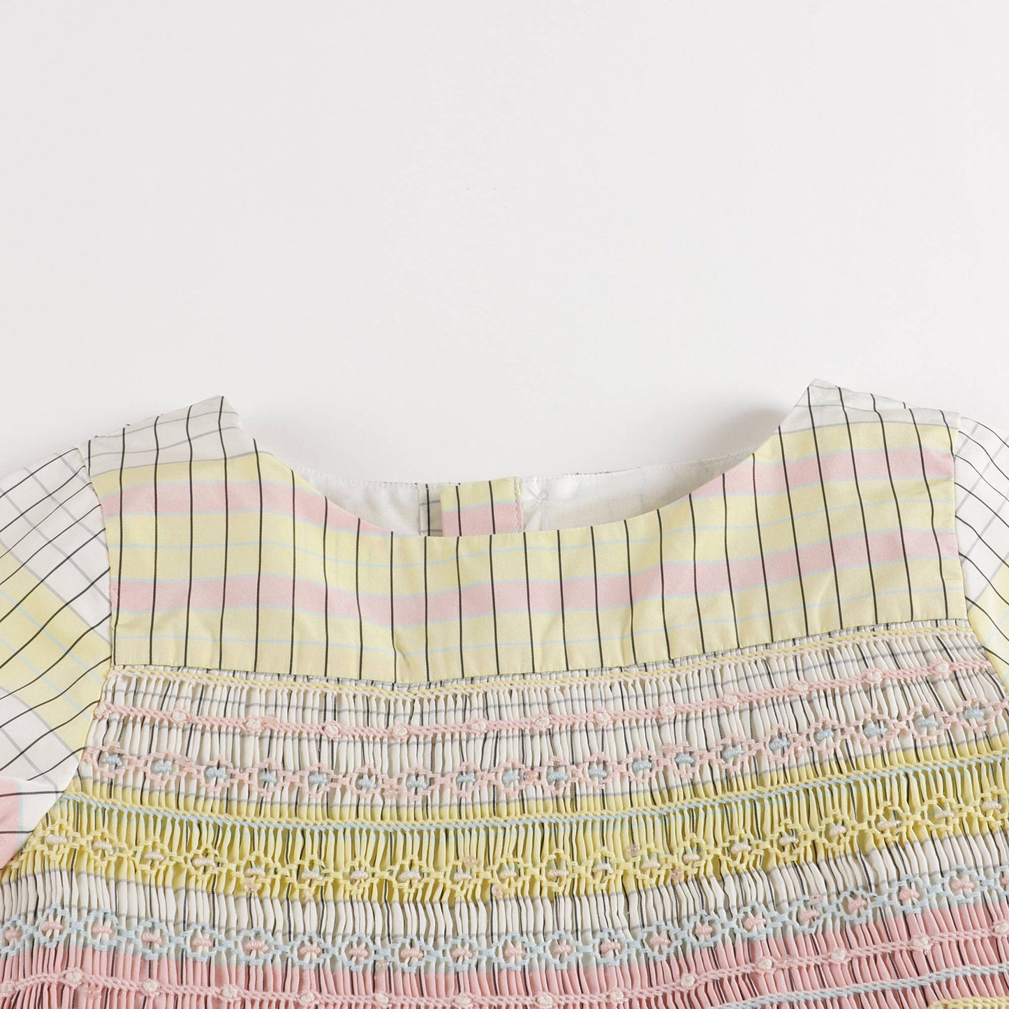 Girls Light Yellow Check Dress