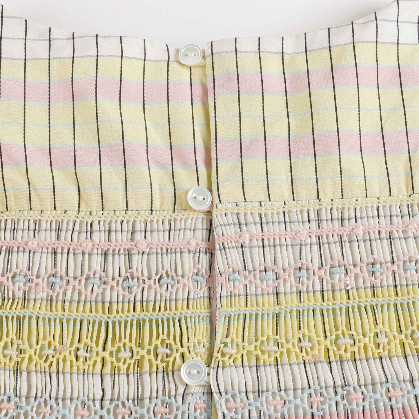 Girls Light Yellow Check Dress