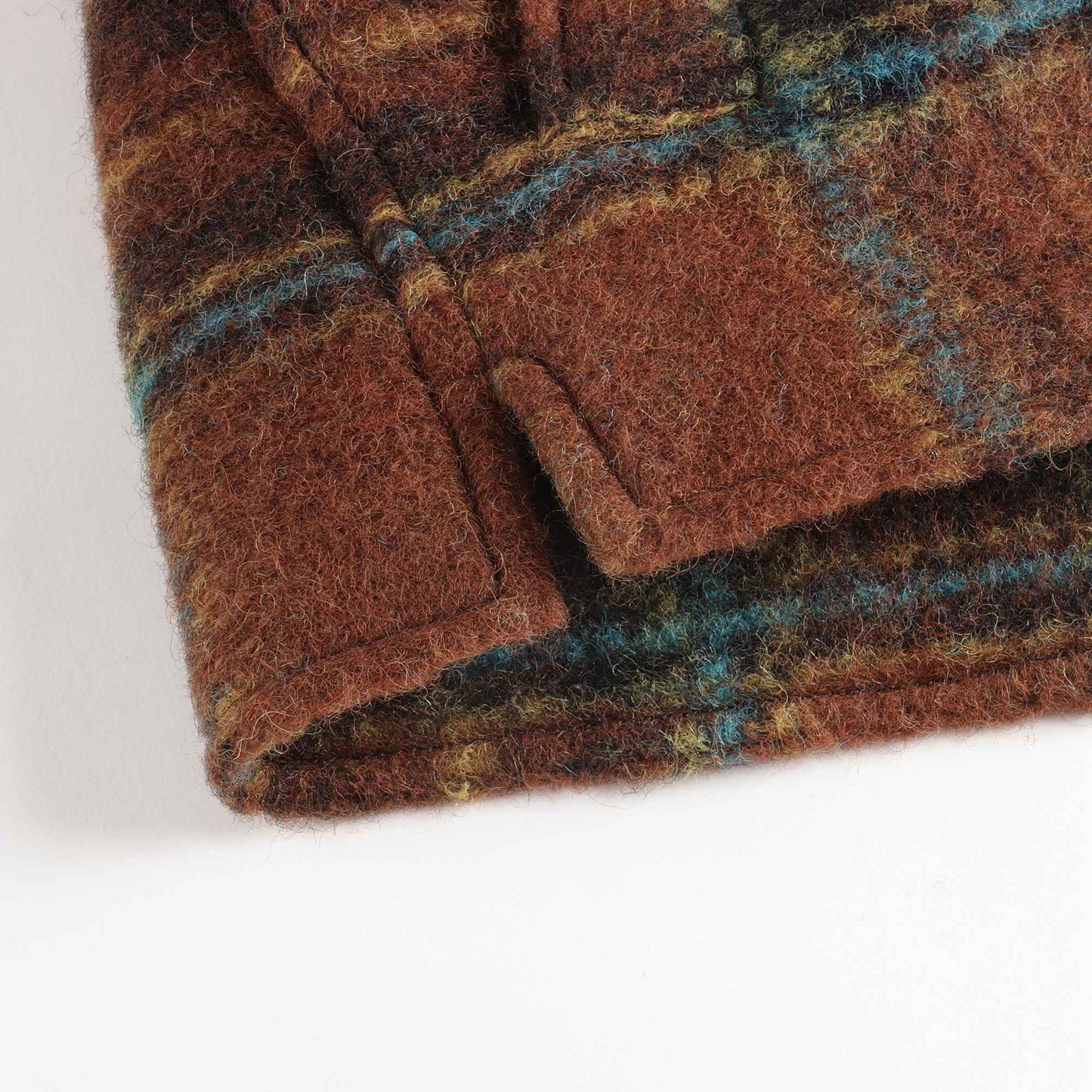 女童棕色格子羊毛外套