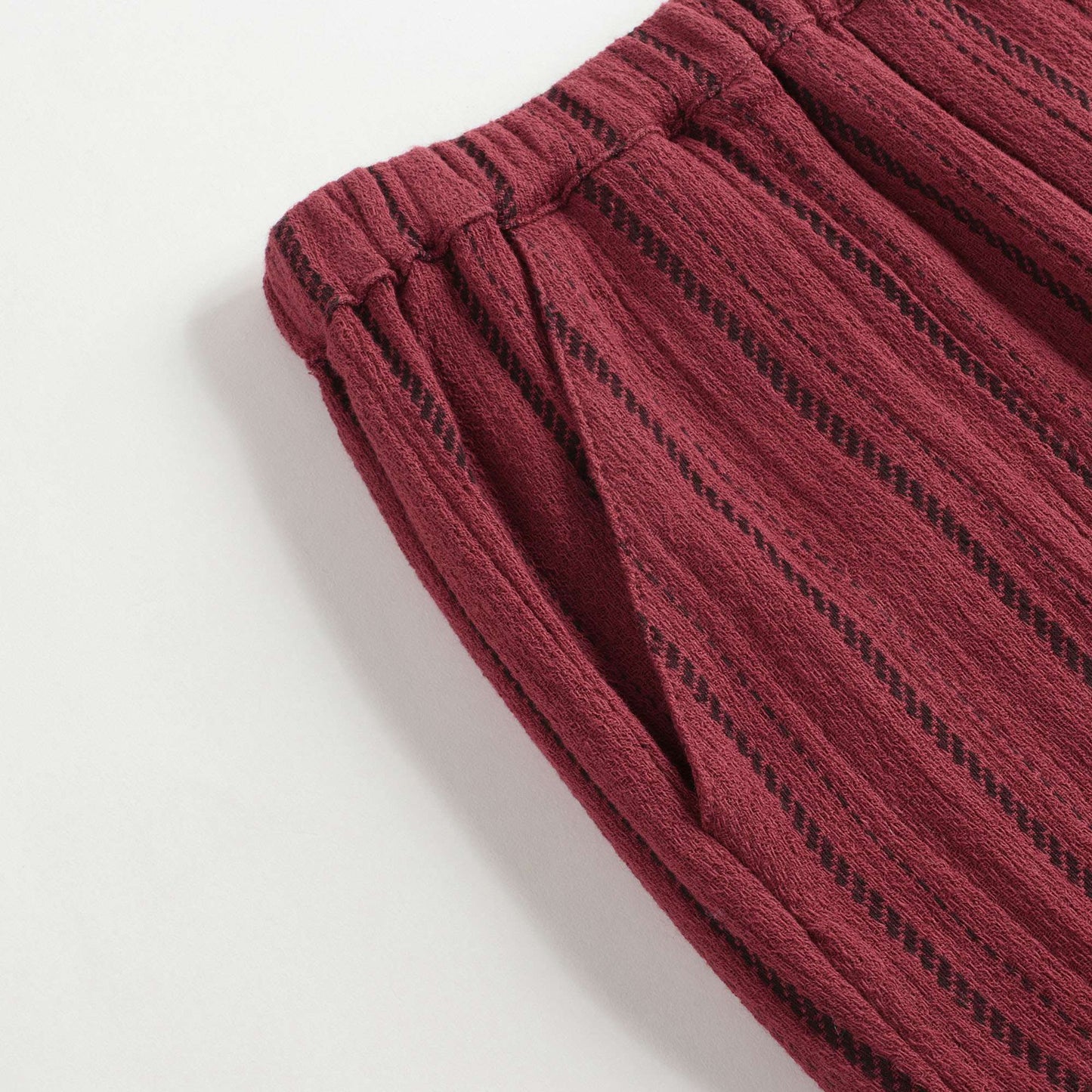 女童砖红色条纹棉长裤