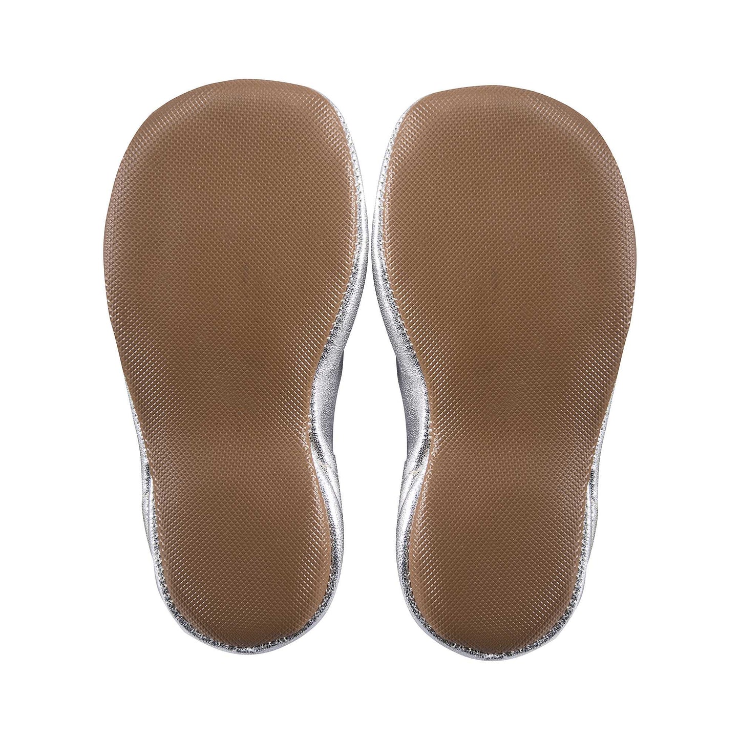Girls Silver Star Flats