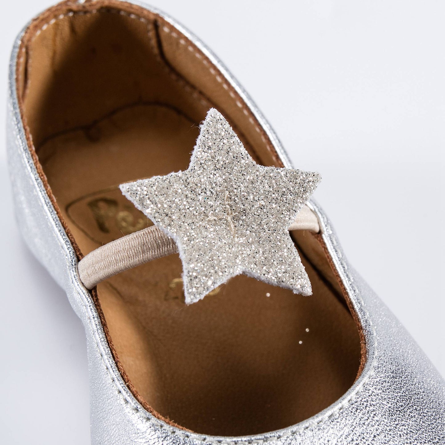 Girls Silver Star Flats