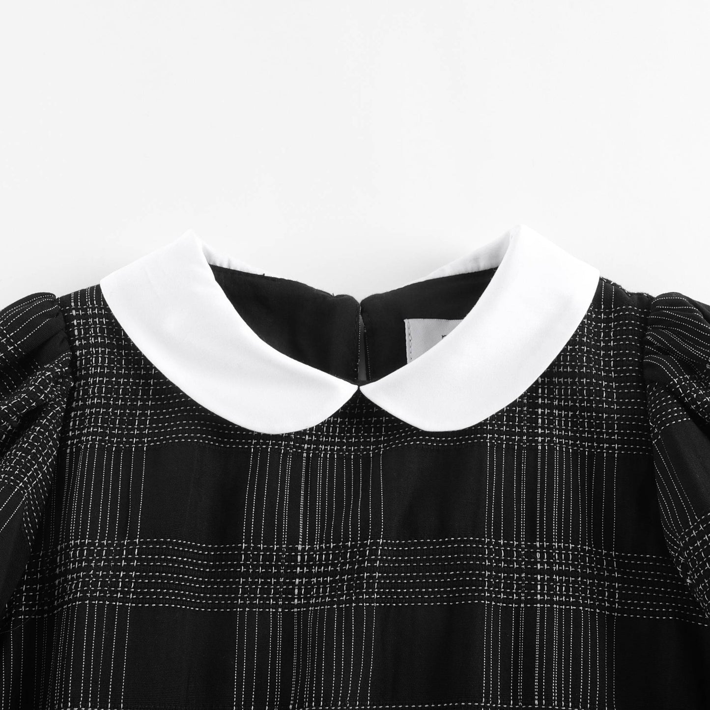 女童黑色格子棉连衣裙