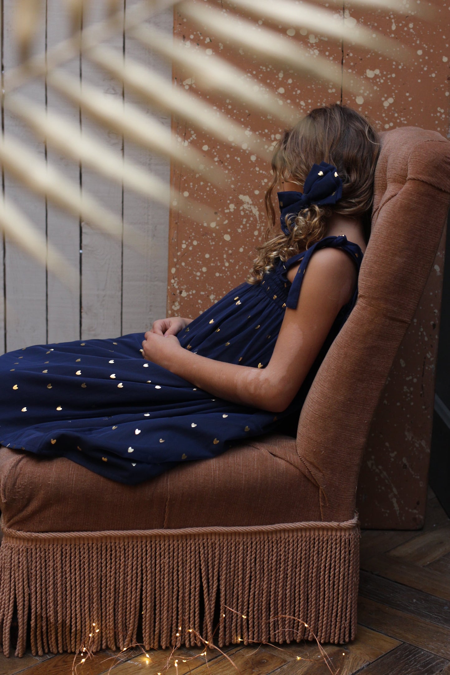 女童蓝色心形棉连衣裙