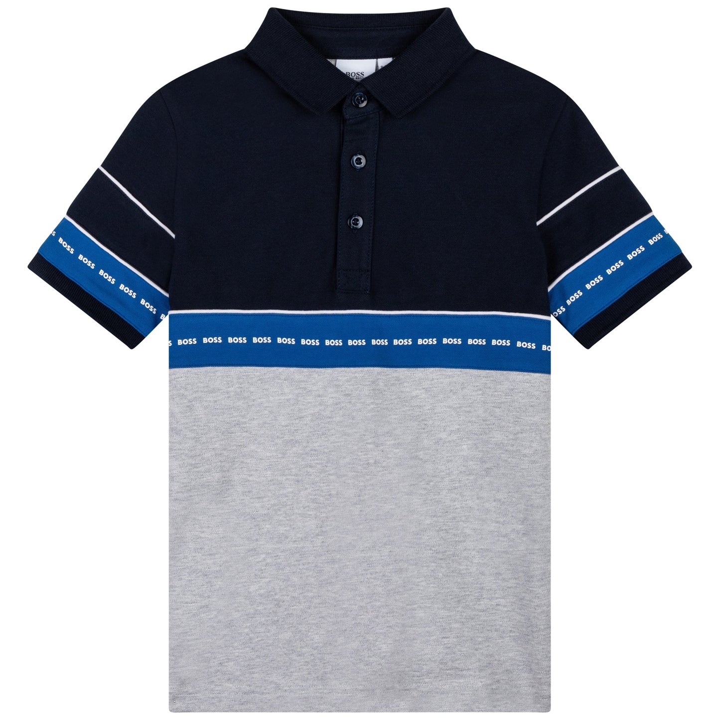 男童蓝色Logo棉Polo衬衫