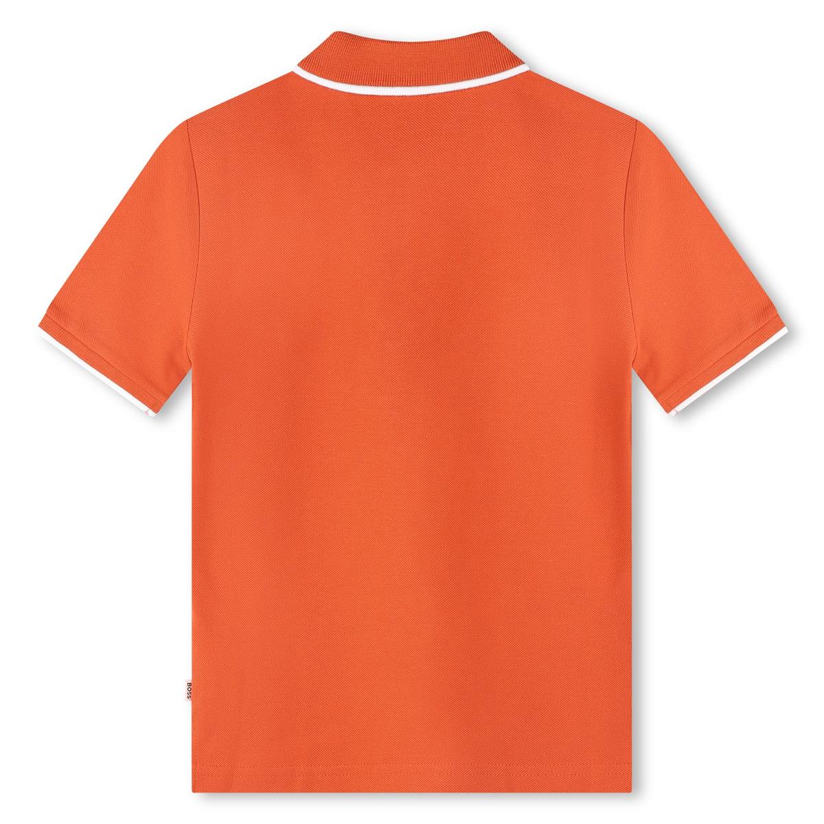 男童橙色棉Polo衫