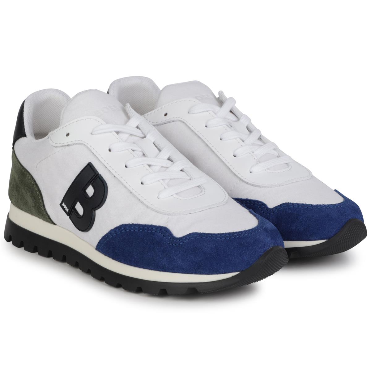 男童白色Logo运动鞋