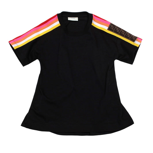 Girls Black Logo Cotton T-Shirt