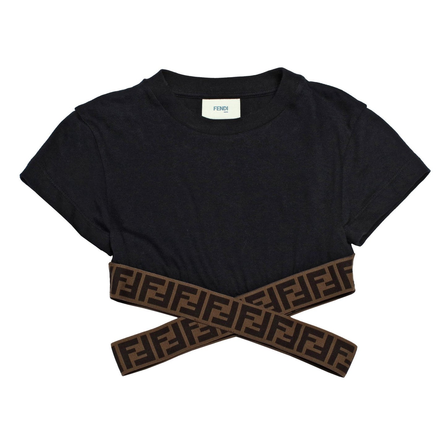 Girls Black FF Logo Cotton T-Shirt