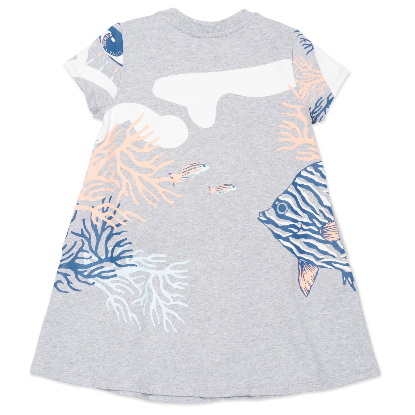 Girls Green Grey Logo Cotton Dress