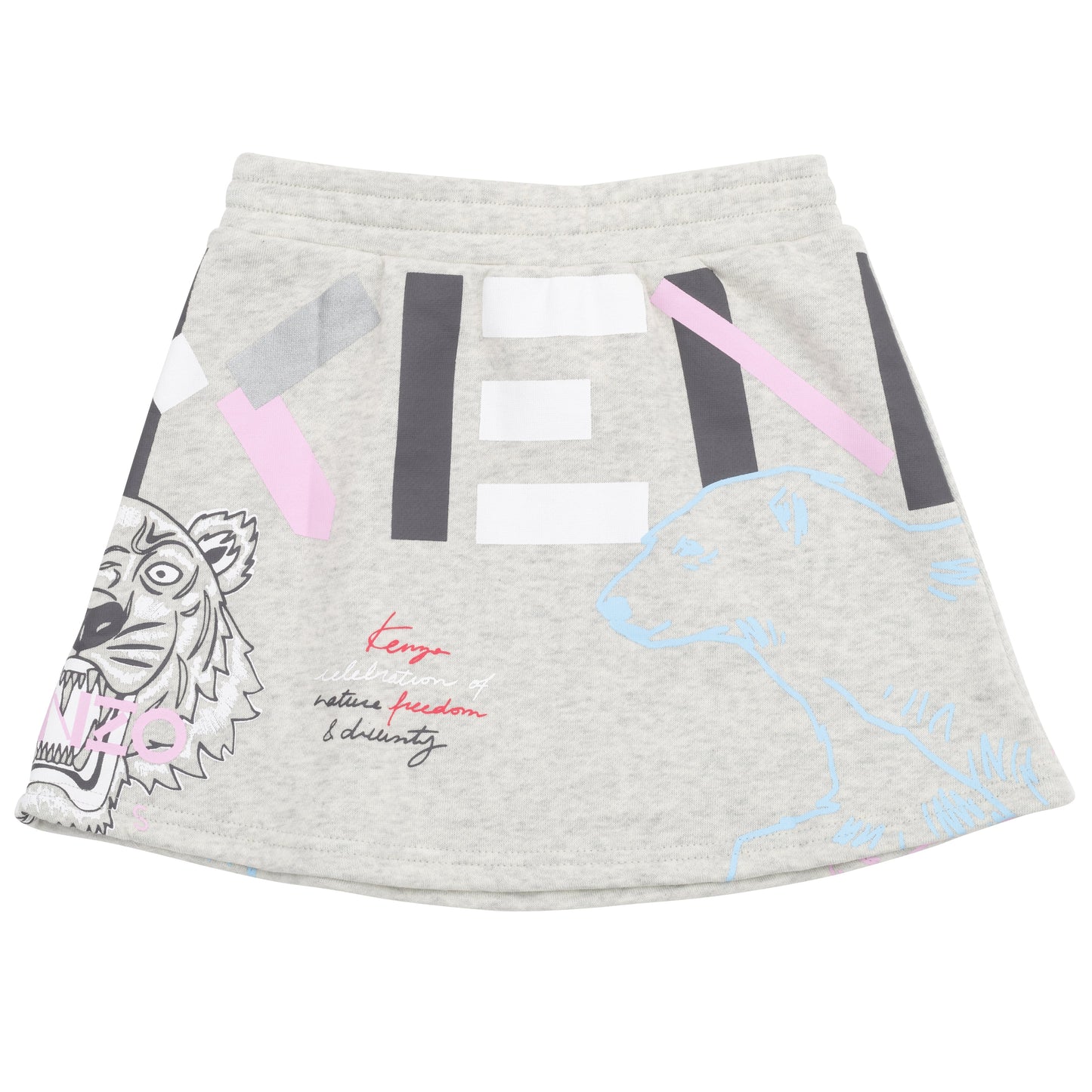 女童米色Logo棉短裙