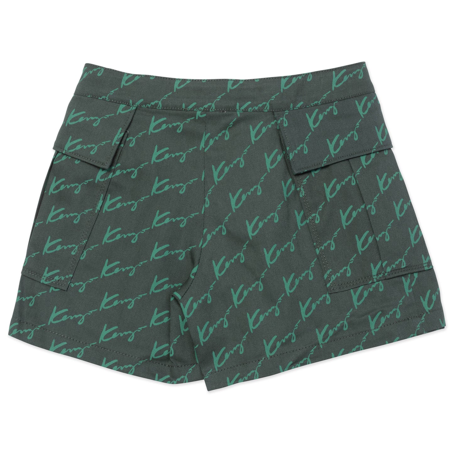 女童绿色Logo棉短裤