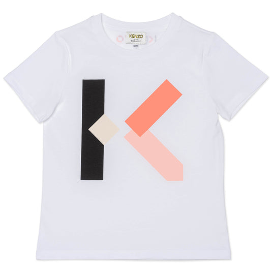 Girls White Logo Cotton T-Shirt