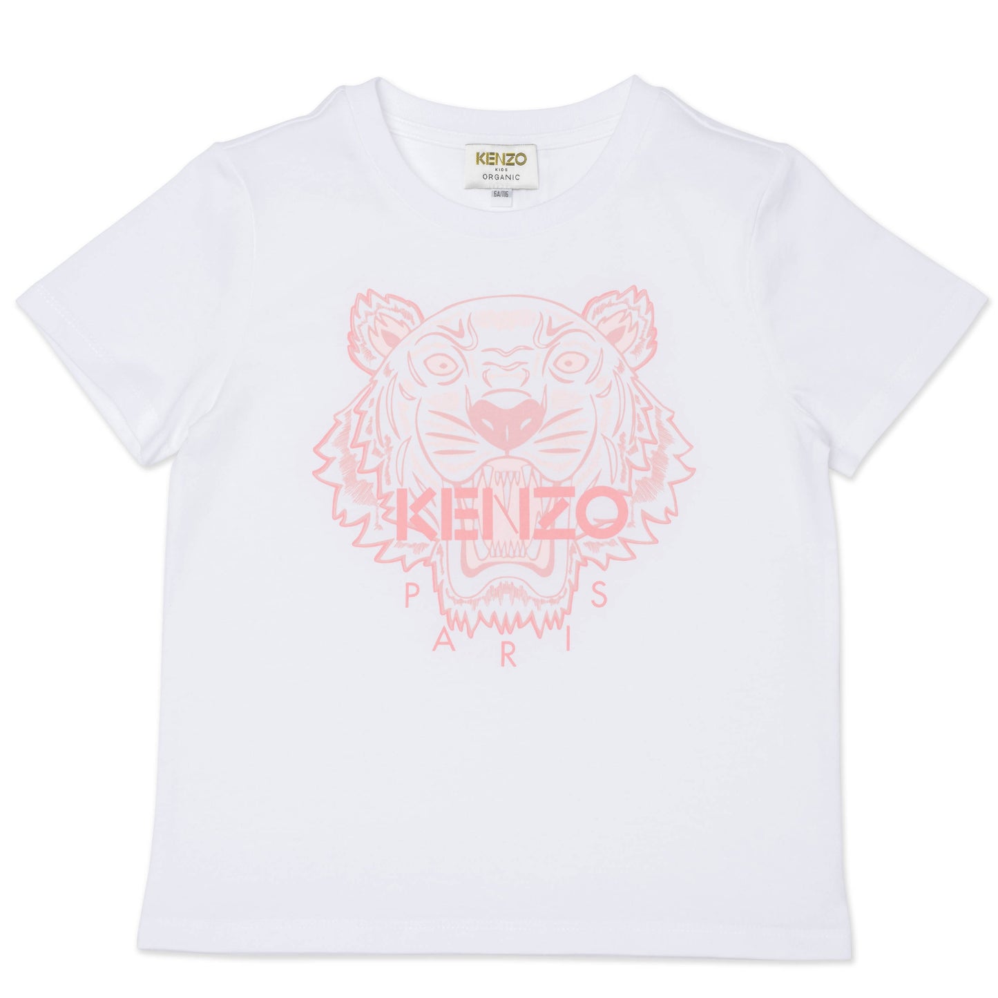 Girls White Tiger Cotton T-Shirt