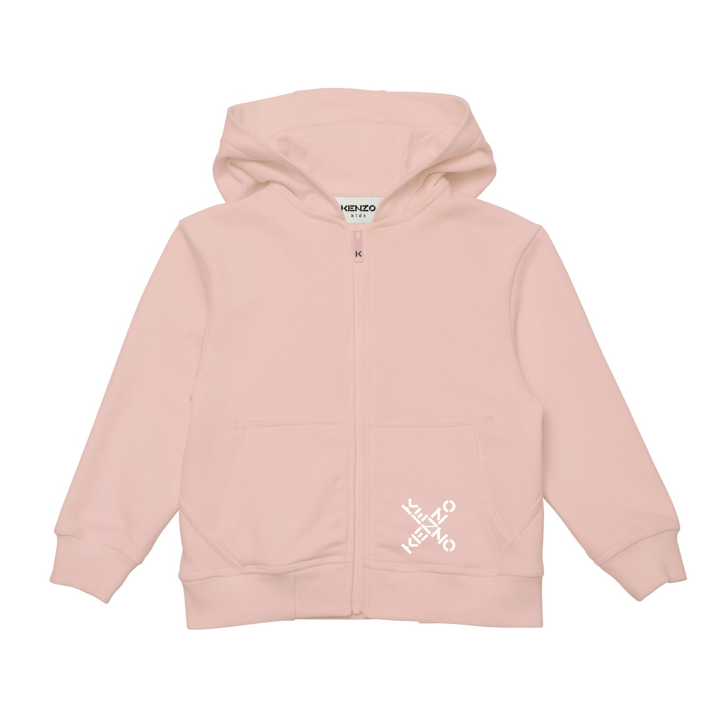 女童粉色Logo连帽拉链上衣