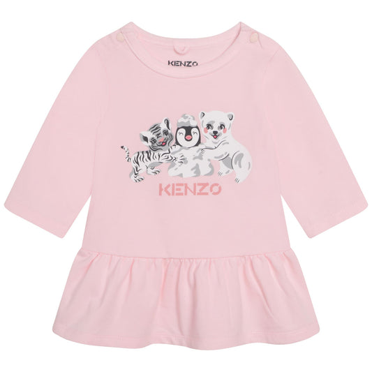 女婴粉色印花连衣裙