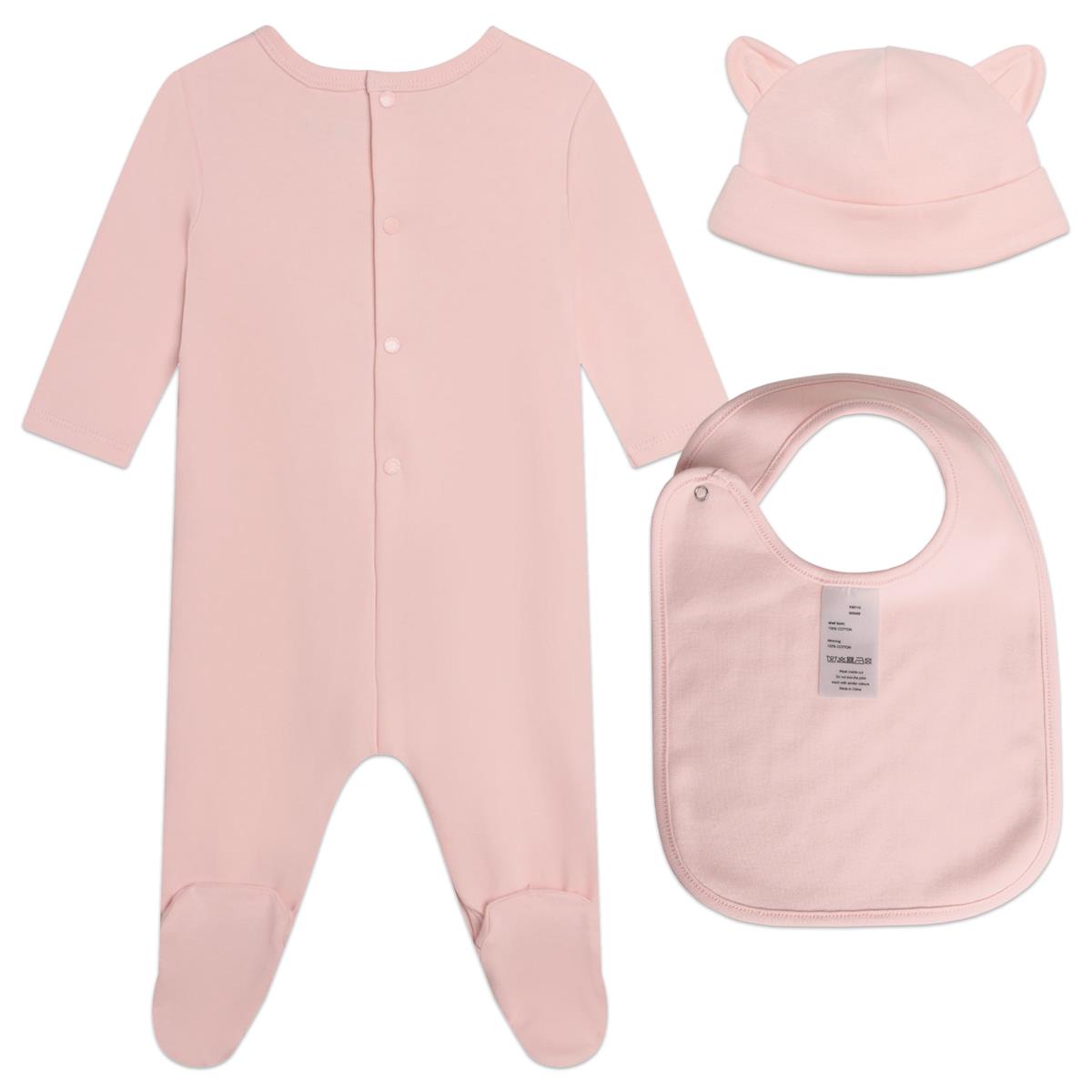 女婴粉色Logo连体衣套装