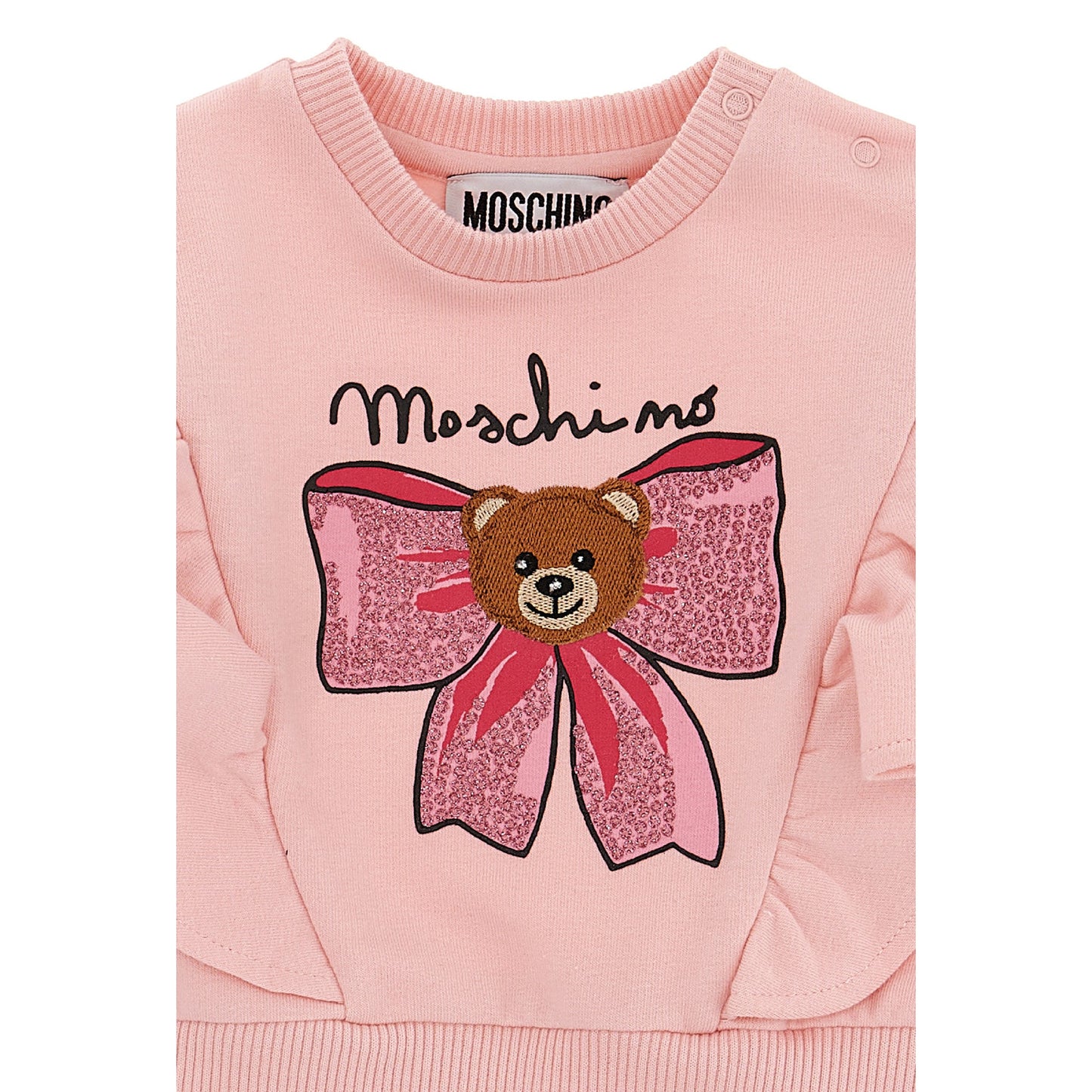 女婴粉色荷叶边棉卫衣