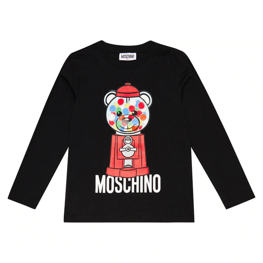 儿童黑色印花棉T恤