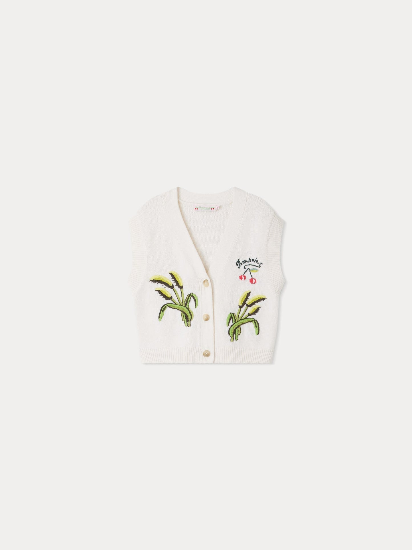 女童白色印花Logo开衫
