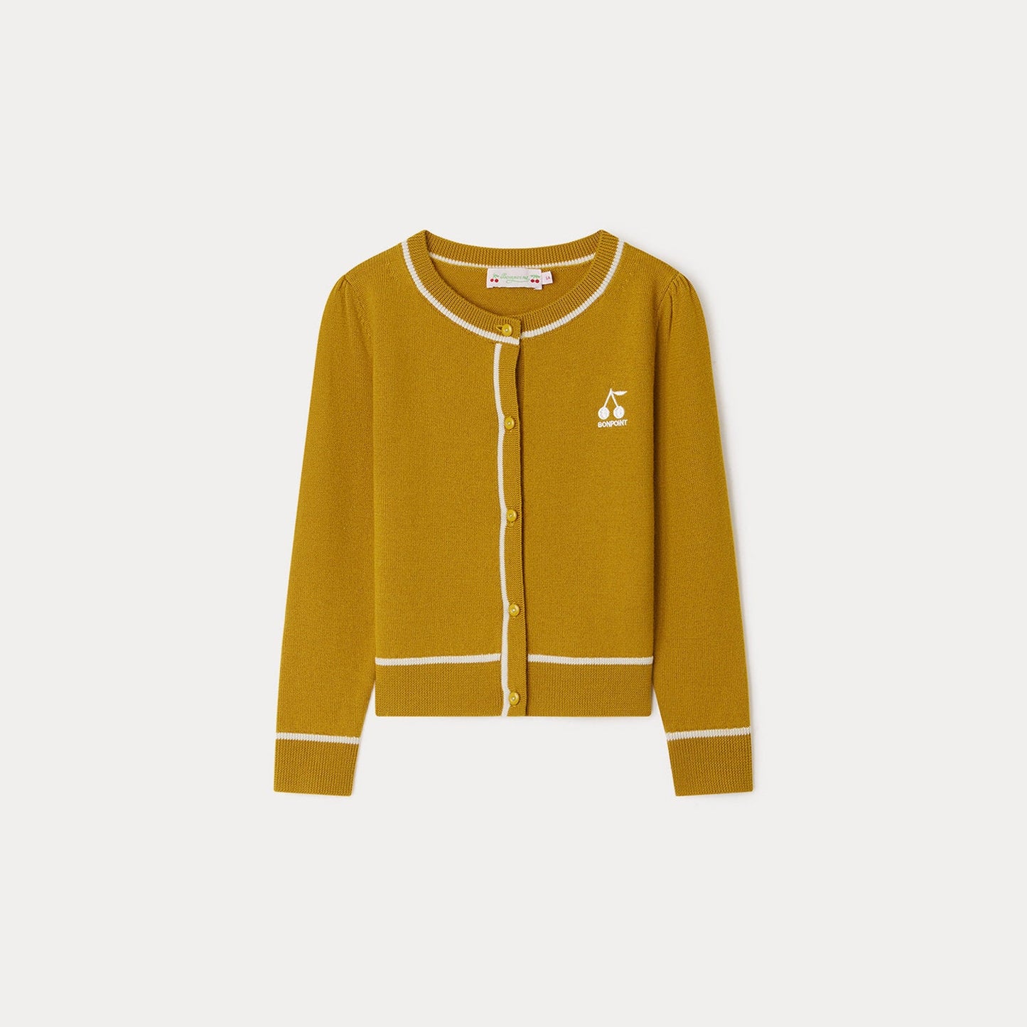 女童姜黄色Logo羊毛开衫