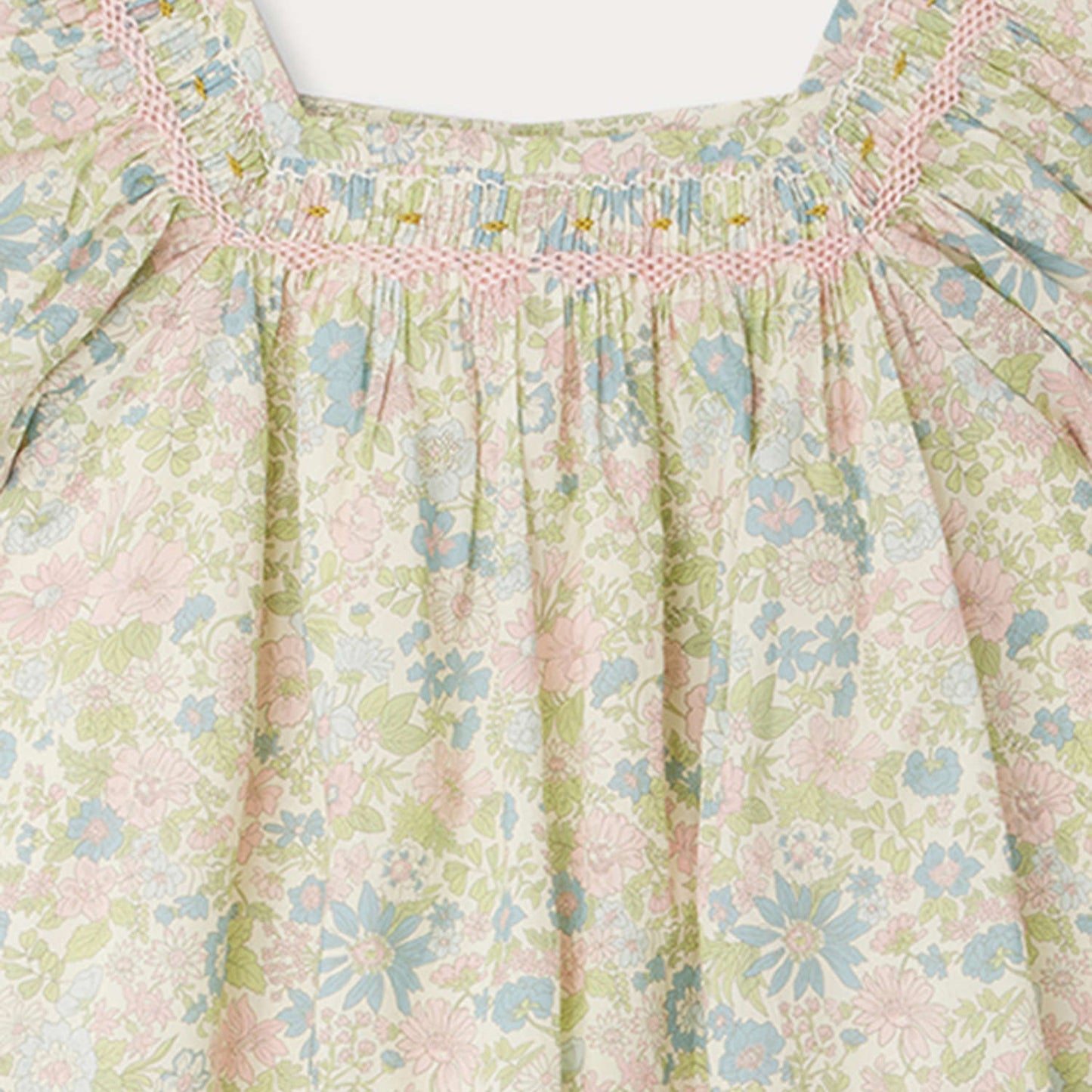 女童浅粉色花朵棉连衣裙