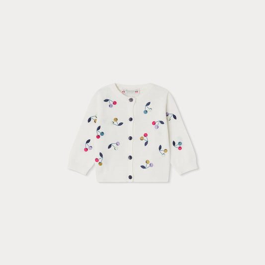 女婴白色刺绣Logo棉开衫