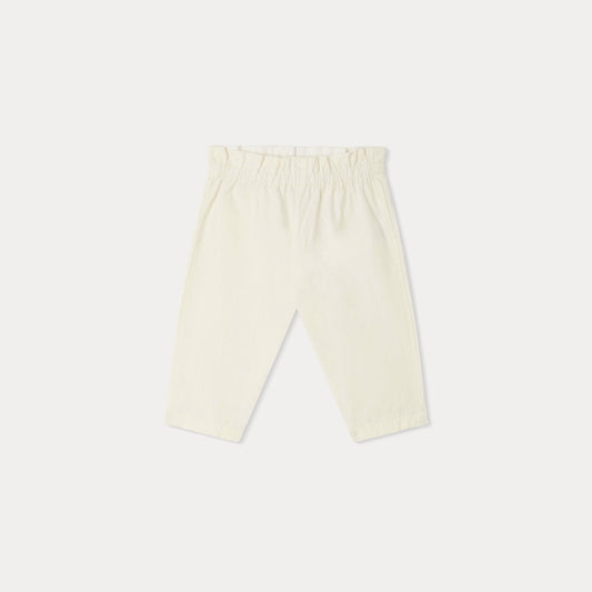 女婴奶油白棉长裤