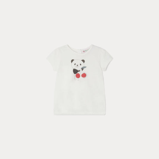 女婴白色印花棉T恤