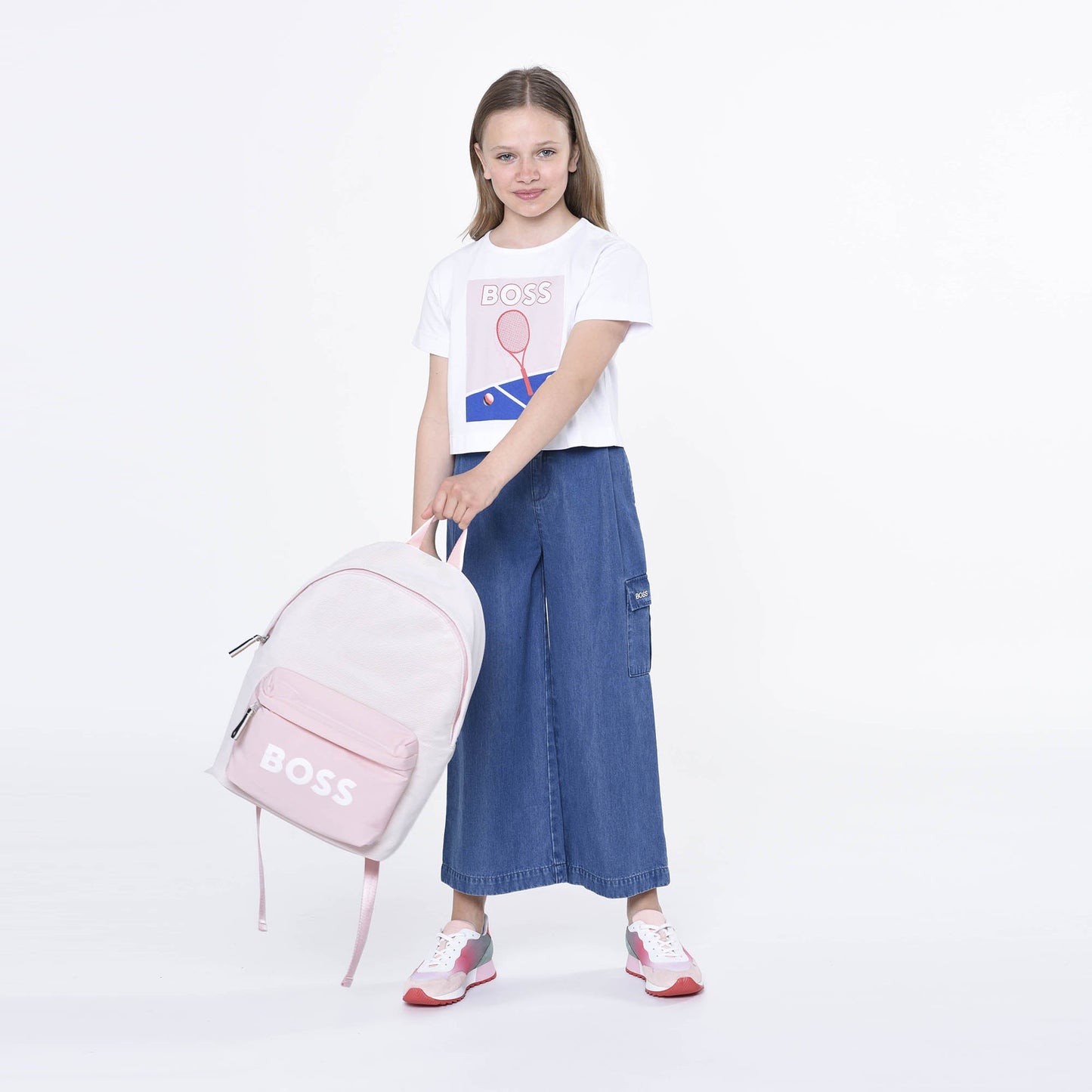 女童粉色Logo背包