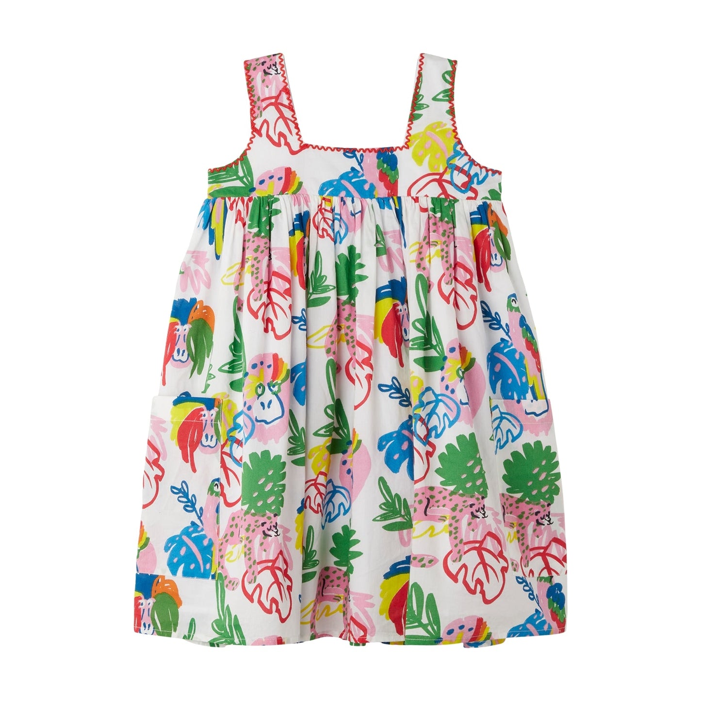 女童彩色印花棉连衣裙