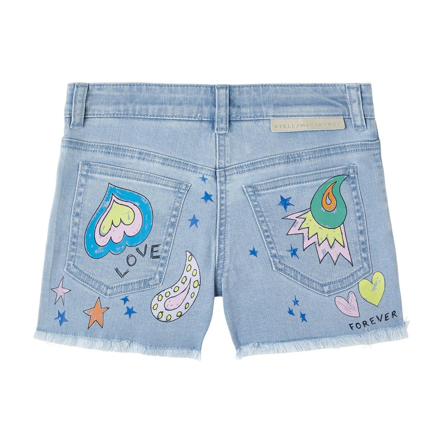 女童浅蓝色印花牛仔短裤