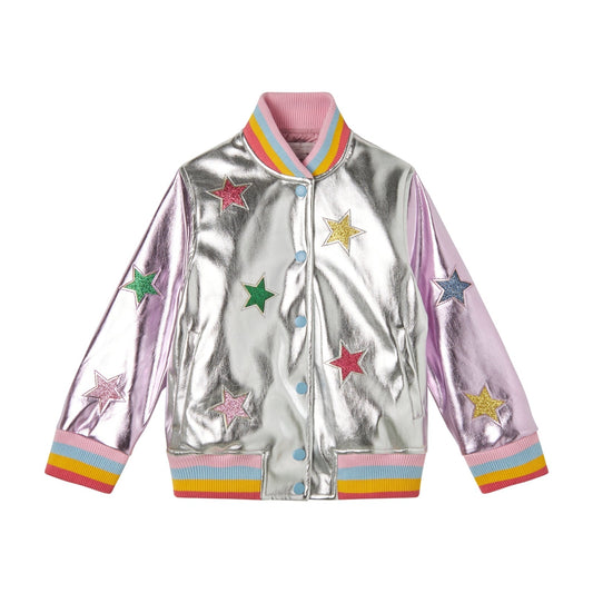 女童银色星星夹克
