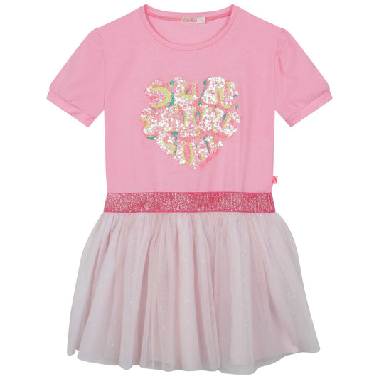 女童粉色闪光连衣裙