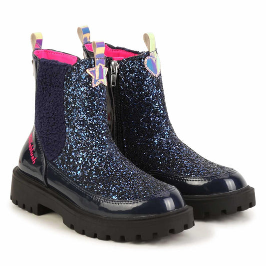 女童蓝色闪光短靴