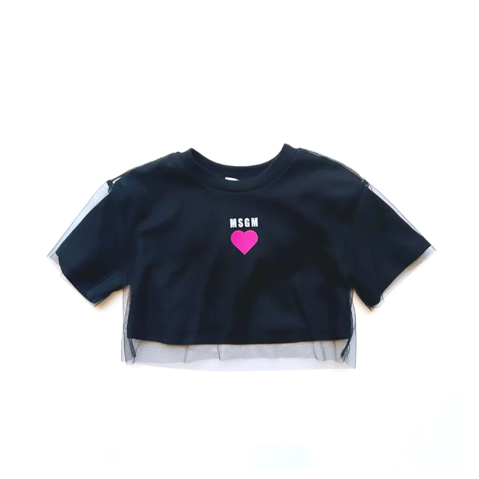 女童黑色Logo棉T恤