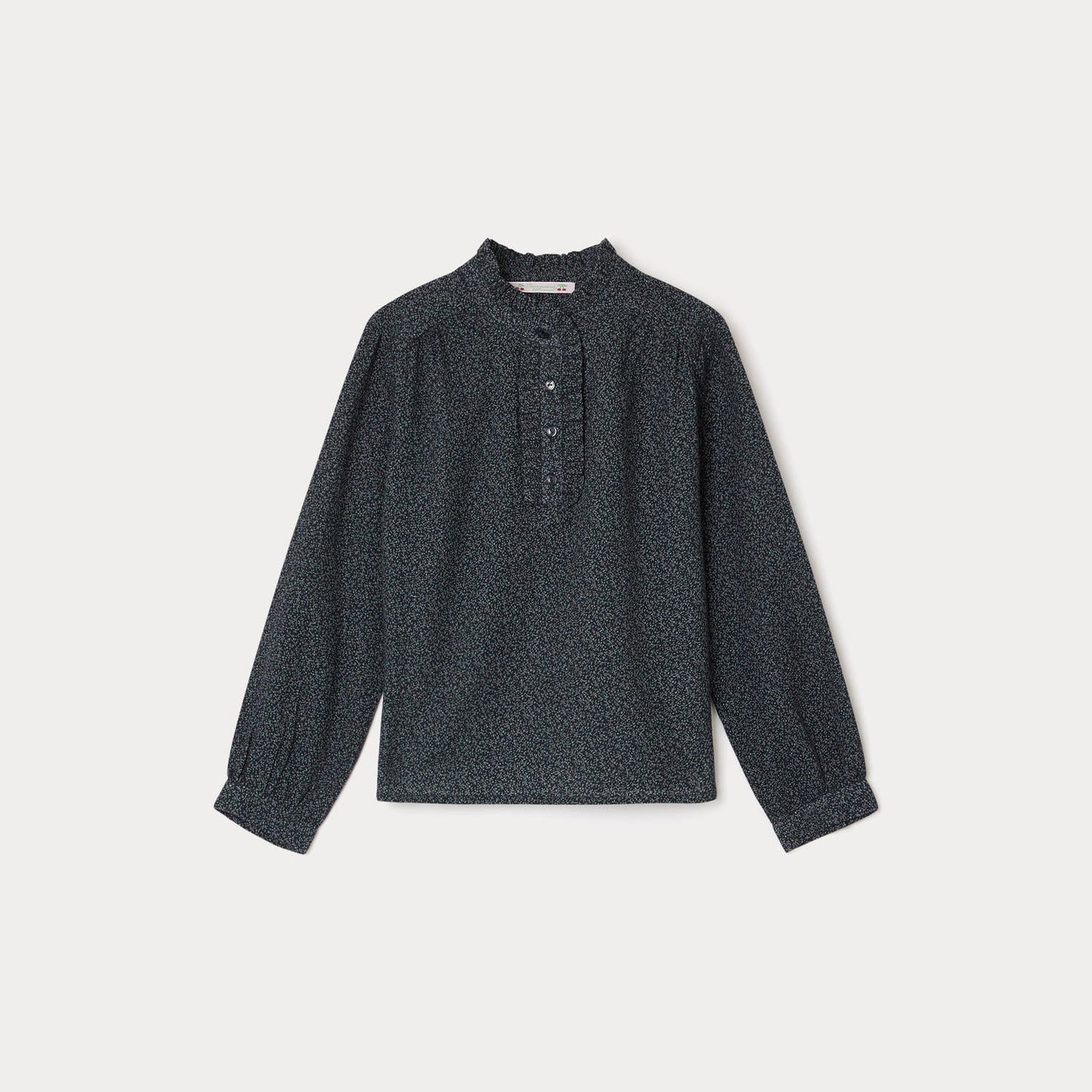 女童深灰色碎花棉衬衫